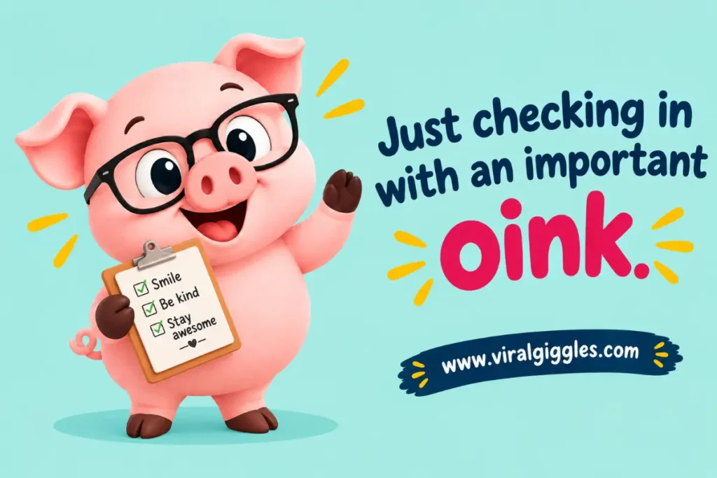 Pigs Puns and Jokes; Just checking in with an important oink.